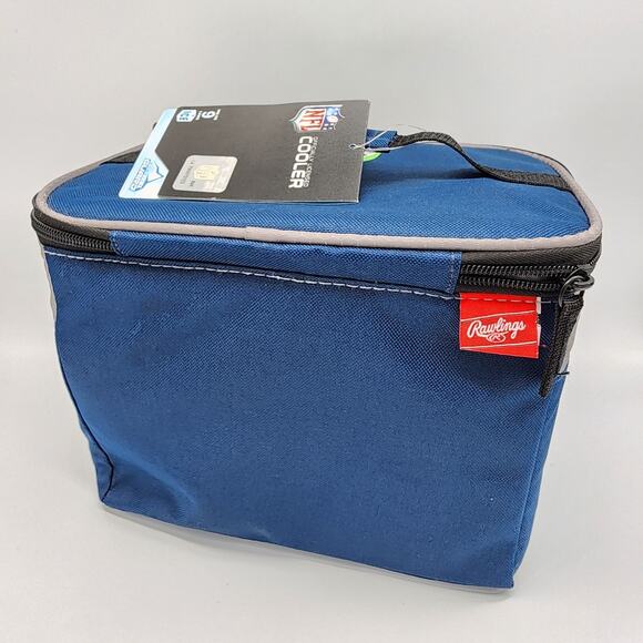 Rawlings Seattle Seahawks Nine-Can Cooler Soft Side Front Pocket Handle Navy - Picture 3 of 7